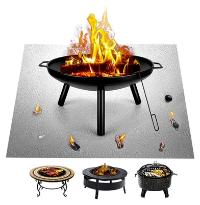 Produktbild von Feuerschalenmatte, 99 x 99 cm, quadratische feuerfeste Matte, Untergrillmatte, Schutzmatte für tragbare Feuerstellen