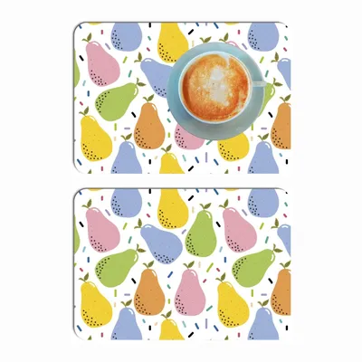 Zdjęcie produktu dla Podkładka z nadrukiem bezpośrednim 43 x 30 cm, Trwała, zmywalna, Nieszkodliwa dla zdrowia, Kolorowe gruszki