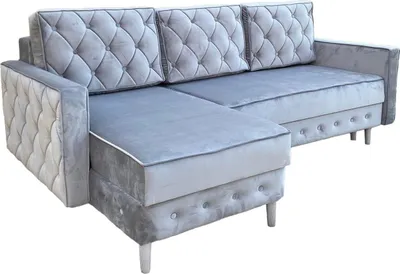 Produktbild von Ares Meble Ecksofa mit Schlaffunktion LUX-L - Ottomane Sofa L-Form, L-Couch 3-Sitzer, Schlafcouch mit Bettkasten, 227x144 cm - Weiße Beine - Grau