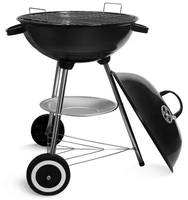 Zdjęcie produktu dla Grill kulisty węglowy - Ø 41 cm - Czarny - Z pokrywą i kółkami