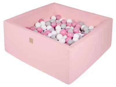 Image de Piscine à balles carrée rose avec balles Gris / Blanc / Rose clair