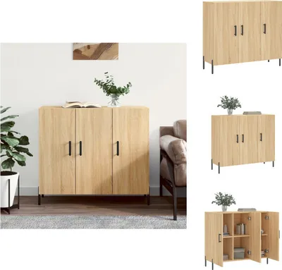 Zdjęcie produktu dla vidaXL Kredens dąb sonoma 90x34x80 cm materiał drewnopochodny - Kredensy