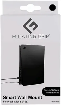 The image shows the packaging of a smart wall mount for a PlayStation 5 console.