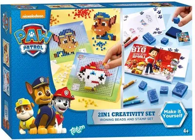 Image de Totum | Paw Patrol 2 en 1 set | perles à repasser, tampons, encre, bloc à dessin