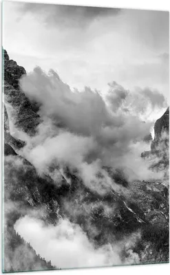 Produktbild von Bilder auf glas - Einteilig - Berge Nebel Gipfel - 70x100cm - Glasbilder - Wandbilder - Bilder - zum Aufhängen bereit - Wanddekoration aus Glas - Glas Bilder - Wandbild auf Glas - GPA70x100-3664