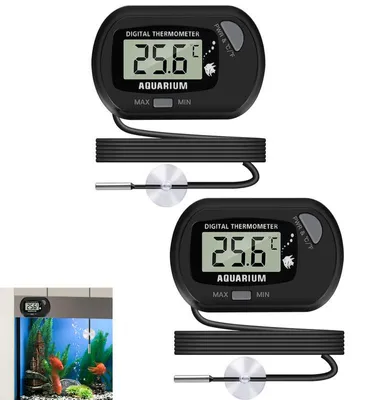 Produktbild von Thermometer 2er Set mit LCD & Sonde – -50-+70°C, °C/°F umschaltbar | Kompatibel mit Reptilienbox, Brutgerät, Gewächshaus