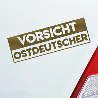 Produktbild von Auto Aufkleber Vorsicht Ostdeutscher Ostdeutschland Ossi 19x6 cm Gold Sticker Heckscheibenaufkleber