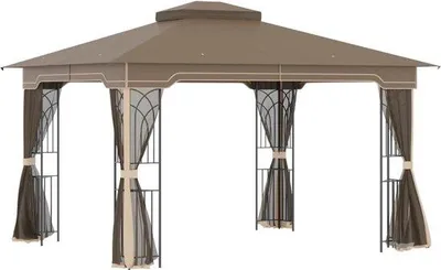 Productafbeelding van Tuinpaviljoen - Pergola met insectenbescherming en hoekplanken - 3,65 m x 3 m x 2,7 m