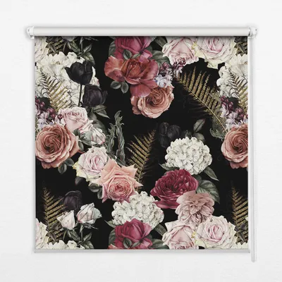 Produktbild von Seitenzug-Rollo Fensterrollo Jalousie - Thermo-Rollo Verdunkelungsrollo - 50x50 cm - Blumenstrauß aus Rosen