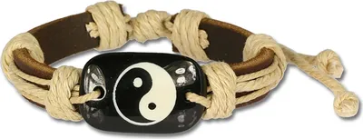 Imagen del producto de Pulsera SilberDream de cuero, piel de vaca, color marrón, diseño Yin Yang, para surfistas, uni, modelo LA3196B