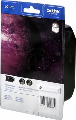 Produktbild von Brother LC1220BK Twin-Pack - 2er-Pack - Schwarz - original - Blister mit akustischem/elektromagnetischem Alarm - Tintenpatrone - für Brother DCP-J525, DCP-J725, DCP-J925, MFC-J430, MFC-J625, MFC-J825, MyMio MFC-J825