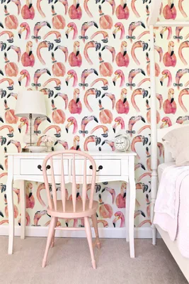 Produktbild von Coloray Fototapete 416x254 cm An Einer Wand Latex Latextapete - Verrückte Flamingo-Tiere.