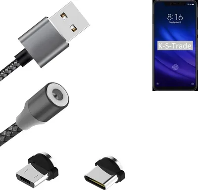 Produktbild von K-S-Trade Hochwertiges Magnet-Lade-kabel Sync-Kabel Daten-Kabel für Xiaomi Mi 8 Pro mit USB-Typ-C-Anschluss und Micro-USB-Anschluss 2A bis zu 480mbps