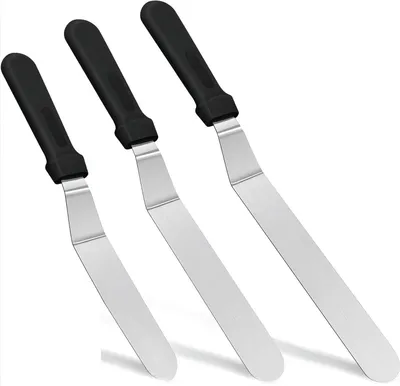 Produktbild von 3 Stück Glasurspachtel, Edelstahl Winkelspachtel Torte Zum Backen, 3 Größen Winkelpalette Torte Zuckergussmesser Tortenspachtel zum Dekorieren von Kuchen Gebäck Backen