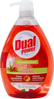 A bottle of dish soap with a pump dispenser.