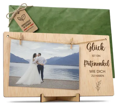 Productafbeelding van Fotolijsten met houten klemmen - Fotolijn om foto's aan op te hangen - Wanddecoratie voor babyfoto's, formaat 10x15 cm