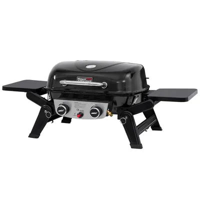 Produktbild von Royal Gourmet 2-Brenner Tragbarer Gasgrill, 5 kW Tischgrill mit klappbaren Seitentischen, portabler BBQ Grill für Balkon, Terrasse, Garten Schwarz
