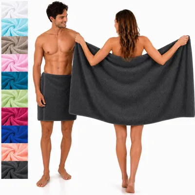 Produktbild von Betz 2 Stück Saunatücher Saunatuch Saunahandtuch Set Palermo 100% Baumwolle Frottier XXL Badetuch Strandtuch Größe 80 x 200 cm Farbe anthrazit