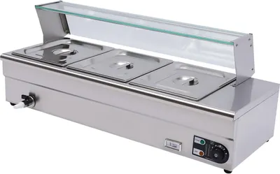 Produktbild von 1200W 3*6L-Pfanne Speisenwärmer elektrisch Edelstahl Lebensmittelwärmer Lebensmittelqualität Warmhaltebecken