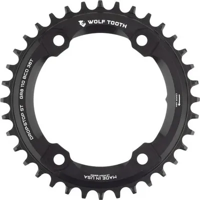 Produktbild von Wolf Tooth Shimano GRX Kettenblatt, 110 BCD Asymmetric, 4-Loch, 38 Z., Drop-Stop ST, black
