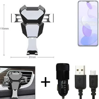 Produktbild von K-S-Trade KFZ Halterung kompatibel mit Infinix Smart 6 Plus X6511G Halterung Lüftungshalterung Lüftungsschlitz schwarz-silber Autohalterung Handy