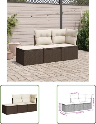 Produktbild von The Living Store 3-tlg. Garten-Sofagarnitur mit Kissen Braun Poly Rattan