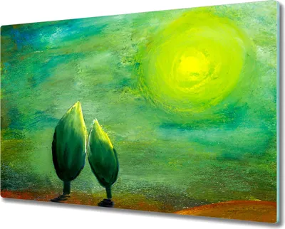 Produktbild von Coloray Kochplattenabdeckung Herdabdeckplatte 80x52 cm Hackbrett Schneidebrett Küchenbrett - Sonne Baum
