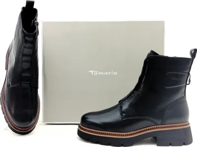 Produktbild von Tamaris Damen Stiefelette schwarz mit Reißverschluss versteckter Gummi am Spann 41