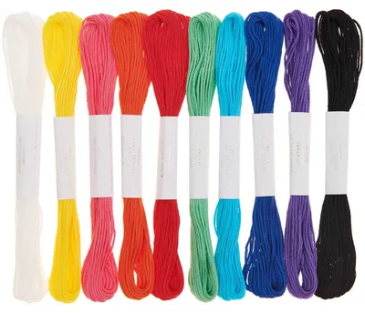Stickgarn-Set, 10 Stück, 6-fädig, 8 m, Baumwolle, mehrfarbig
