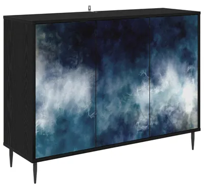 Zdjęcie produktu dla Komoda RAALTE, imitacja czarnego dębu, 102 x 33 x 76 cm