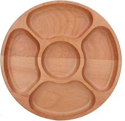 Image de Plateau à collation rond en bois (30 cm) pour fruits