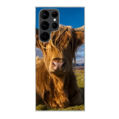 Produktbild von MuchoWow® Handyhülle Schutzhülle Hülle für Samsung Galaxy S22 Ultra Schottische Highlander - Tiere - Gras Silikon Softcase Handy Hülle - Abbildung