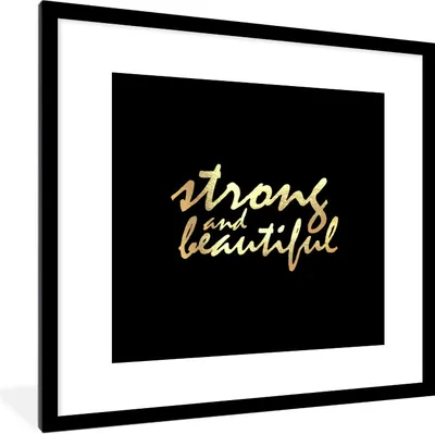 Produktbild von MuchoWow® Gerahmtes Poster Zitate - Motivation - Schwarz - Gold 40x40 cm - Poster mit Schwarzem Bilderrahmen Wandposter Rahmen Foto Bilder - Poster - Plakat im Rahmen