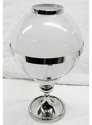 Image de Lanternne Casa Padrino, design vintage en forme de sphère, en laiton plaqué argent et verre, couleur argent, hauteur 41 cm