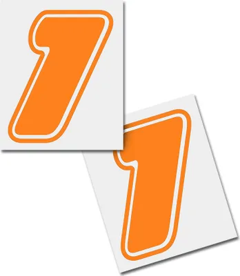 Produktbild von Startnummer Aufkleber 2er Set, Schrift Assen, # 1 orange