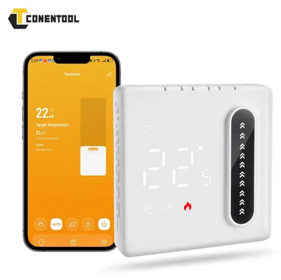 Produktbild von WiFi Raumthermostat Digital mit Touch Display LCD WLAN Temperaturregler für Fußbodenheizung programmierbar Wochenprogramm Netzbetrieben 16A Mit Tuya WIFI Touch