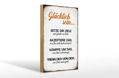 Produktbild von Holzschild Spruch 20x30cm glücklich sein glaube an dich