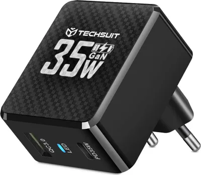 Zdjęcie produktu dla Techsuit Sieńowa Ładowarka GaN 35W - Szybkie Ładowanie USB-C, Kompaktowa i Wydajna KP36769