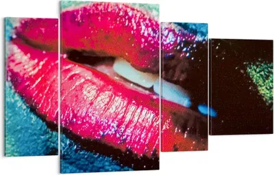 Produktbild von Bild auf Leinwand - Leinwandbild - Lippen Gesicht Frau - 120x70cm - Wand Bild - Wanddeko - Leinwanddruck - Bilder - Kunstdruck - Wanddekoration - Leinwand bilder - Wandkunst - DL120x70-0231