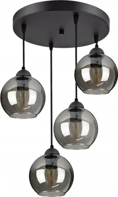 Produktbild von Pendelleuchte mit 4 Glasschirmen in Schwarz, Transparent, 4x E27