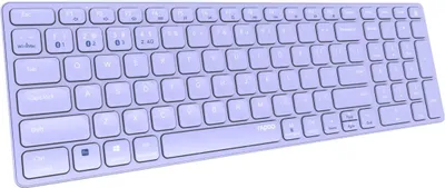 Produktbild von Rapoo E9700M, Volle Größe (100%), Kabellos, RF Wireless + Bluetooth, Scherenschalter, QWERTY, Violett
