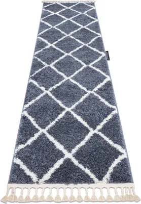 Obrázek produktu pro Běhoun BERBER CROSS, šedý - střapce, do kuchyně, předsíně, chodby, haly  šedá 70x300 cm