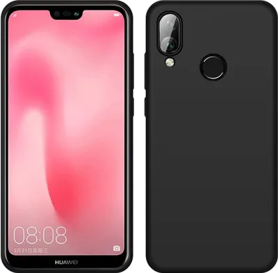 Produktbild von Huawei P20 Lite Hülle, LaimTop Slim Flüssig Silikon Soft Gel Gummi Stoßfest Kratzfest Schutzhülle für Huawei P20 Lite Schwarz