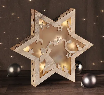 Produktbild von Holzstern Stern Weihnachtsdekoration beleuchtet Silhouette Weihnachtskulisse