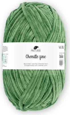 Produktbild von Pro Lana Chenille fine 50 g/100 m 100% Polyester dünnes, weiches Chenillegarn z. Häkeln u. Stridken, 173 grün