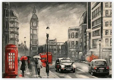 Obrázek produktu pro Dřevěný obraz - London, 48,5 × 34 cm