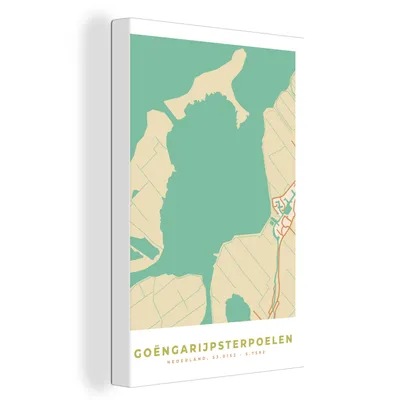 Obrázok produktu pre OneMillionCanvasses® - Maľba na plátne - Obraz na plátne Nástenná maľba na plátne - Vintage - Goëngarijpsterpoelen - Mapa mesta - Mapa - 20x30cm -