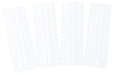 Produktbild von 4-teiliges Tortenschaber-Set, rutschfest, komfortabler Griff, Kunststoff, Buttercreme-Tortenschaber, Kamm-Backwerkzeug