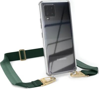 Produktbild von EAZY CASE - Hülle mit Band für Samsung Galaxy A42 5G, Handyhülle mit Umhängeband, Silikonhülle transparent, Handykette in Grün