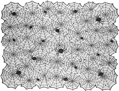 Produktbild von Tischdecke 135x180cm mit Spinnennetz Muster Schwarz